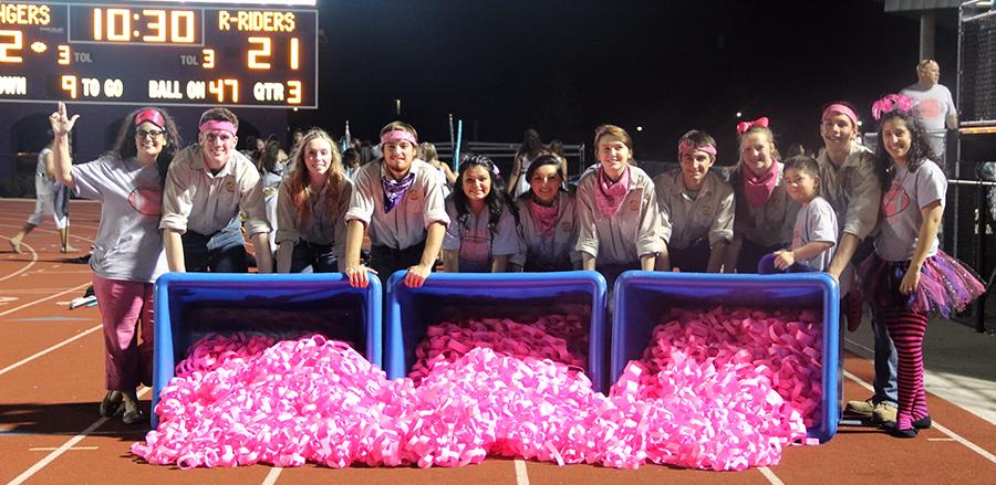 The Ranch Hands display the pink chains from the Quarters 4 the Cure fundraiser. Chisholm Trail raised over $850 for the Breast Cancer Awareness Foundation. Photo by Gabriela Rodriguez