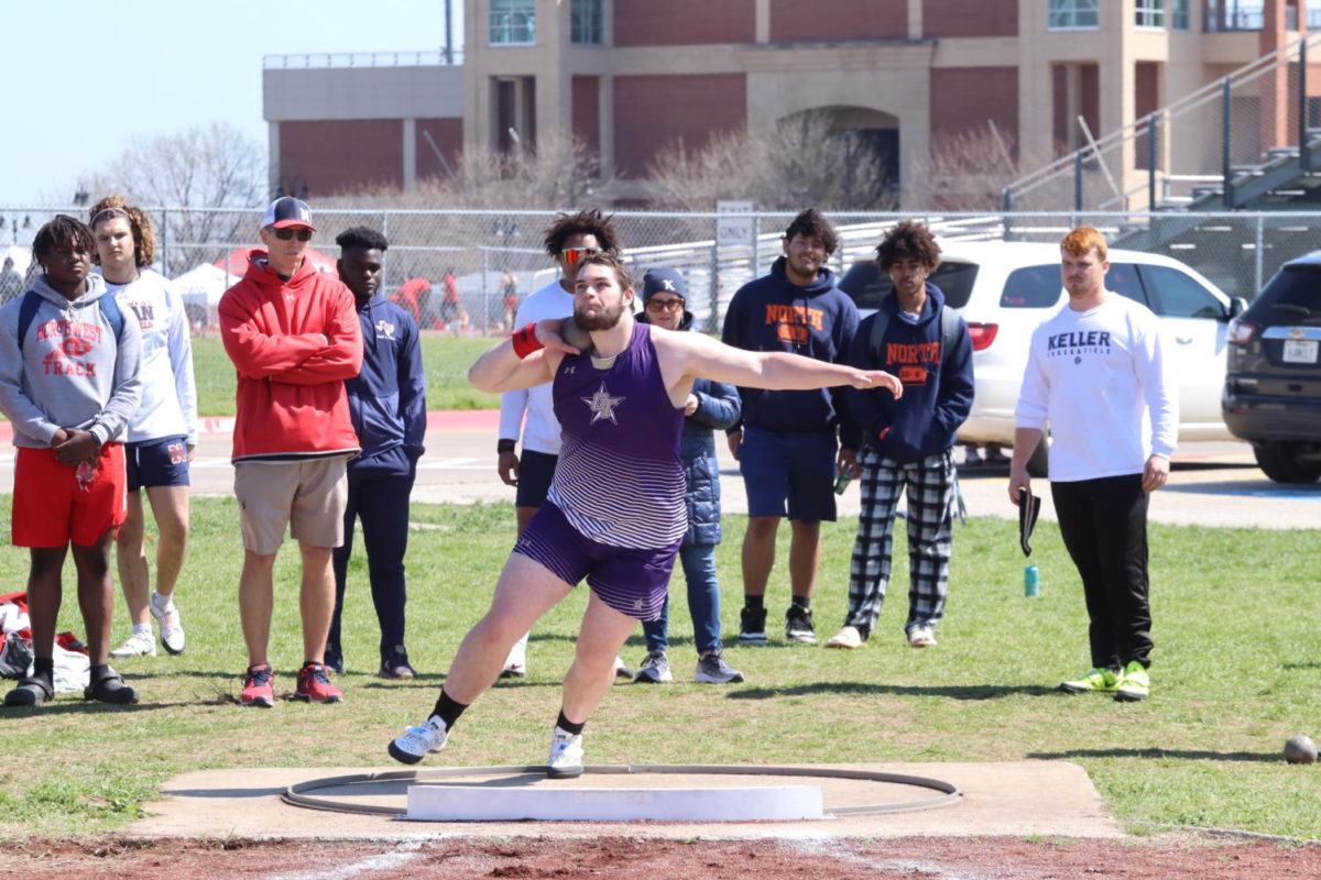 BREAKING+BARRIERS+Future+ACU+track+and+field+athlete+Hayden+Norwich%2C+12%2C+tries+to+break+the+school+shot+put+recored+for+the+second+time+this+year+at+Northwest+ISD+Stadium+on+Friday%2C+March+10%2C+2023.+Photo+by%2C+Kaon+Burniku+9